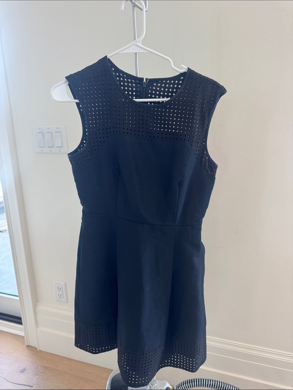 J. Crew black Eyelet Sleeveless Fit & Flare Dress